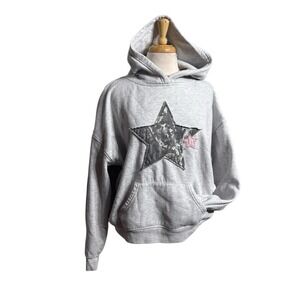 Camo Grey Star Graphic Boyfriend Oversized Fit Hoodie Size Small